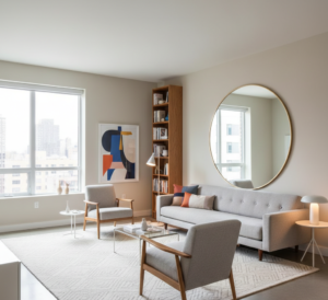Small apartment living room ideas for a modern and airy feel.